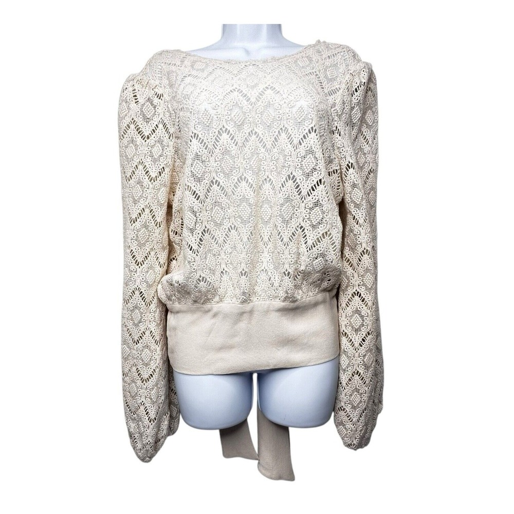 byTiMo The Crochet Top in Vintage SM Sheer Bow Trim Feminine Romantic NEW $388